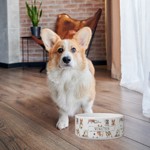 Pembroke Welsh Corgi Dog Watercolor Monogramm Napf