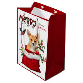 Pembroke Welsh Corgi Dog Weihnachten Mittlere Geschenktüte (Rückseite Schrägansicht)