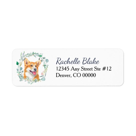 Pembroke Welsh Corgi Dog Wreath Rücksendeadresse (Vorne)