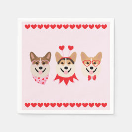 Pembroke Welsh Corgi Dogs Valentines Serviette