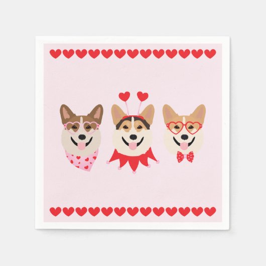 Pembroke Welsh Corgi Dogs Valentines Serviette (Vorderseite)