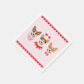 Pembroke Welsh Corgi Dogs Valentines Serviette (Ecke)