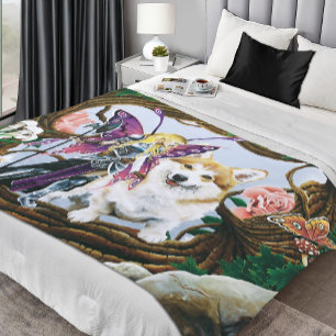 Pembroke Welsh Corgi Fairy Fantasy Fleecedecke