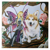 Pembroke Welsh Corgi Fairy Fantasy Fliese (Vorderseite)