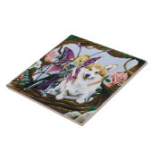Pembroke Welsh Corgi Fairy Fantasy Fliese (Seite)