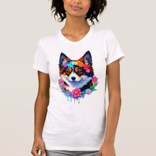 Pembroke Welsh Corgi Florale Blumenkrone T-Shirt