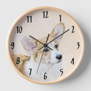 Pembroke Welsh Corgi Gemälde - Original-Hundekunst Uhr