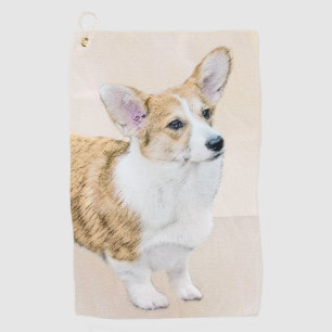 Pembroke Welsh Corgi Gemälde - Originale Hundekuns Golfhandtuch