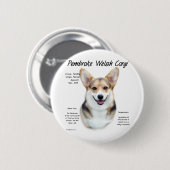 Pembroke Welsh Corgi History Design Button (Vorne & Hinten)