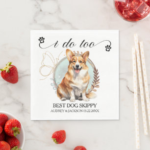 Pembroke Welsh Corgi Hochzeitsserviette mit Foto Serviette