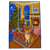 Pembroke Welsh Corgi Holiday Mittlere Geschenktüte (Rückseite)