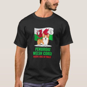 Pembroke Welsh Corgi Hund bellt Wales-Flagge T-Shirt