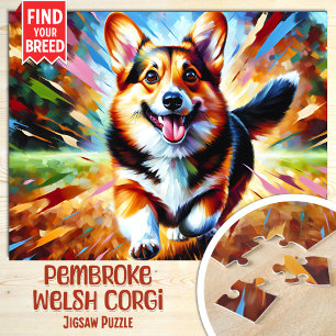 Pembroke Welsh Corgi Hund Porträt Acryl Kunst Puzzle