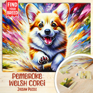 Pembroke Welsh Corgi Hund Porträt Acryl Kunst Puzzle