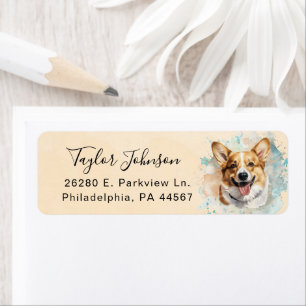 Pembroke Welsh Corgi Hund Rücksende-Adresse Etiket