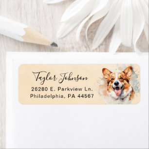 Pembroke Welsh Corgi Hund Rücksende-Adresse Etiket