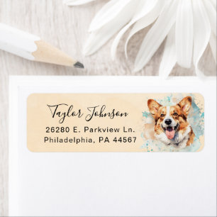Pembroke Welsh Corgi Hund Rücksende-Adresse Etiket