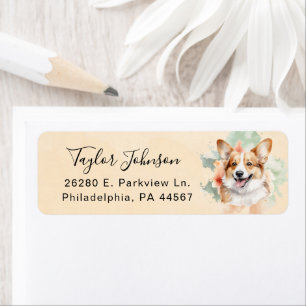 Pembroke Welsh Corgi Hund Rücksende-Adresse Etiket