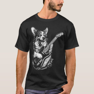 Pembroke Welsh Corgi Hund spielt elektrische Gitar T-Shirt