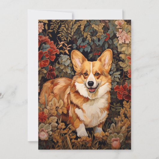 Pembroke Welsh Corgi im Viktorianischen Blumengart Einladung (Vorderseite)