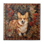 Pembroke Welsh Corgi im Viktorianischen Blumengart Fliese (Vorderseite)