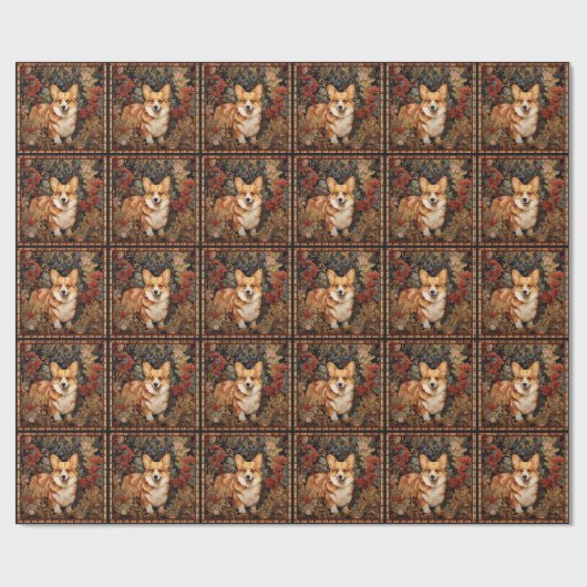 Pembroke Welsh Corgi im Viktorianischen Blumengart Geschenkpapier (Flach)