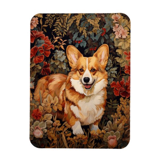 Pembroke Welsh Corgi im Viktorianischen Blumengart Magnet (Vertikal)