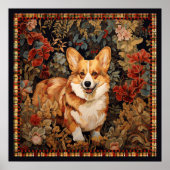 Pembroke Welsh Corgi im Viktorianischen Blumengart Poster (Vorne)