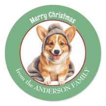 Pembroke Welsh Corgi im Winter Hat Weihnachten