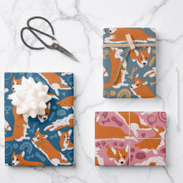 Pembroke Welsh Corgi in drei Farben Wrapping Pape Geschenkpapier Set