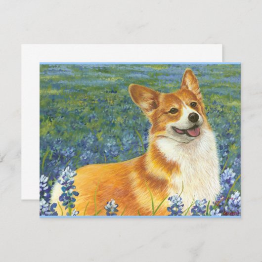 Pembroke Welsh Corgi in Texas Bluebonnets (Vorne/Hinten)