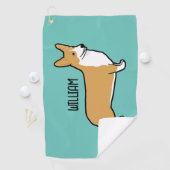 Pembroke Welsh Corgi Individuelle Name Golfhandtuch (Insitu)