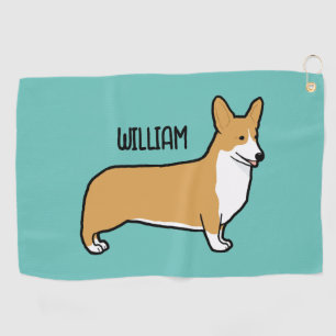 Pembroke Welsh Corgi Individuelle Name Golfhandtuch