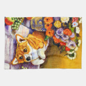 Pembroke Welsh Corgi Küchentuch Floral (Horizontal)