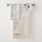 Pembroke Welsh Corgi Malerei - Original Hund Kunst Badhandtuch Set (Insitu)