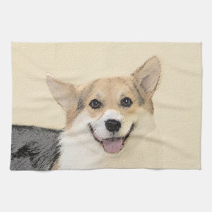 Pembroke Welsh Corgi Malerei - Original Hund Kunst Geschirrtuch