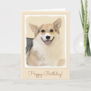 Pembroke Welsh Corgi Malerei - Original Hund Kunst Karte