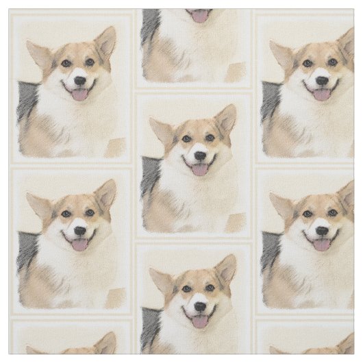 Pembroke Welsh Corgi Malerei - Original Hund Kunst Stoff (Muster)