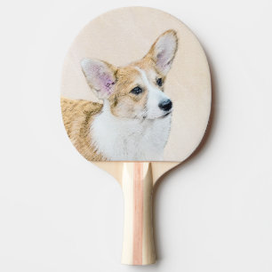 Pembroke Welsh Corgi Malerei - Original Hund Kunst Tischtennis Schläger