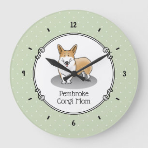 Pembroke Welsh Corgi Mama (rot 1) Hunde Mama Niedl Große Wanduhr