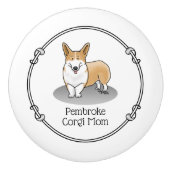 Pembroke Welsh Corgi Mama (rot 1) Hunde Mama Niedl Keramikknauf (Vorderseite)