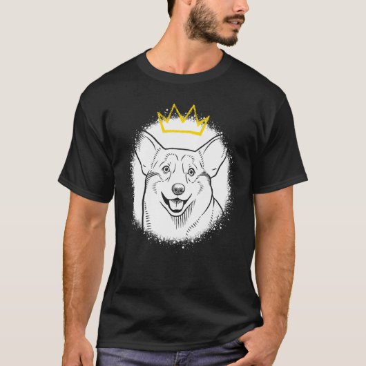 Pembroke Welsh Corgi mit Krone T-Shirt (Vorderseite)