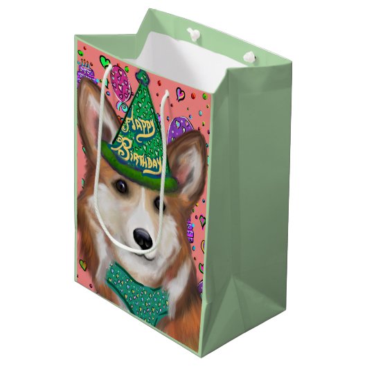 PEMBROKE WELSH CORGI MITTLERE GESCHENKTÜTE (Vorderseite Schrägansicht)