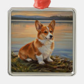 Pembroke Welsh Corgi Ornament Aus Metall (Vorne)