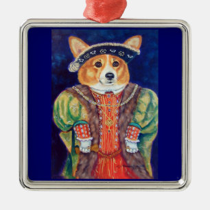 Pembroke Welsh Corgi Ornament Square Premium Aus Metall