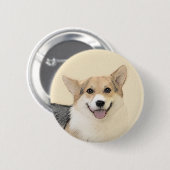 Pembroke Welsh Corgi Painting - Original Dog Art Button (Vorne & Hinten)