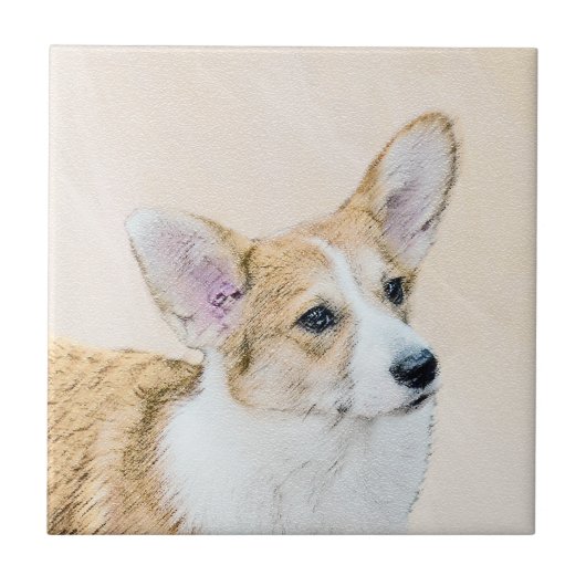 Pembroke Welsh Corgi Painting - Original Dog Art Fliese (Vorderseite)