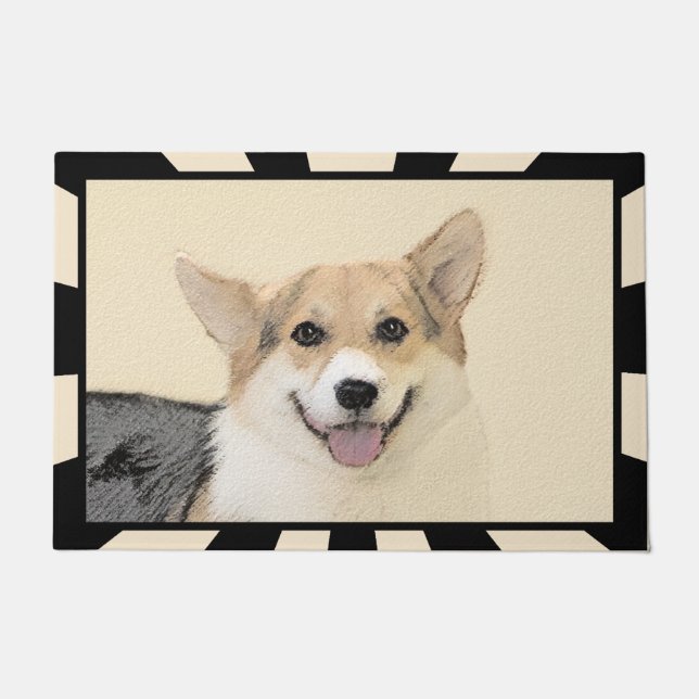 Pembroke Welsh Corgi Painting - Original Dog Art Fußmatte (Vorderseite)
