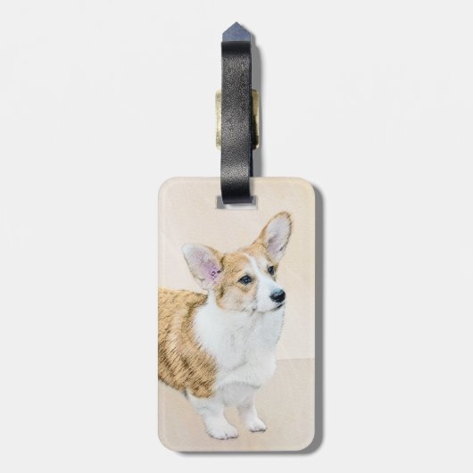 Pembroke Welsh Corgi Painting - Original Dog Art Gepäckanhänger (Rückseite vertikal)
