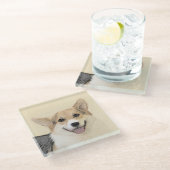 Pembroke Welsh Corgi Painting - Original Dog Art Glasuntersetzer (Schrägansicht)